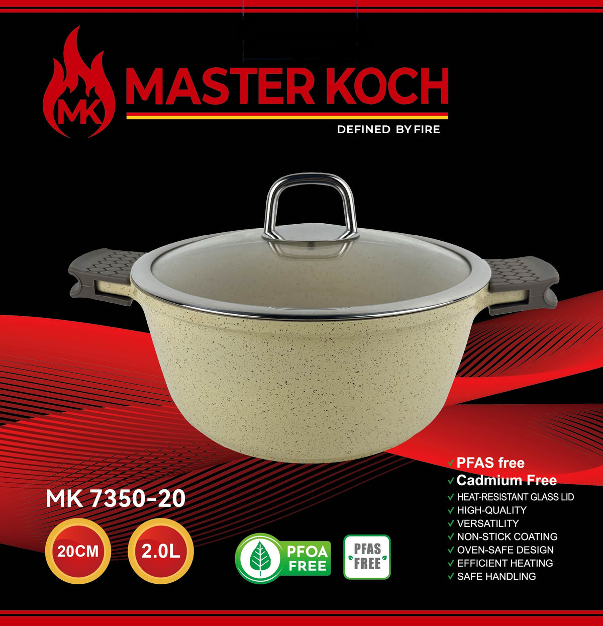 MASTER KOCH 7350 BEIGE SET OF CERAMIC CASSEROLE 20/24/26 CM