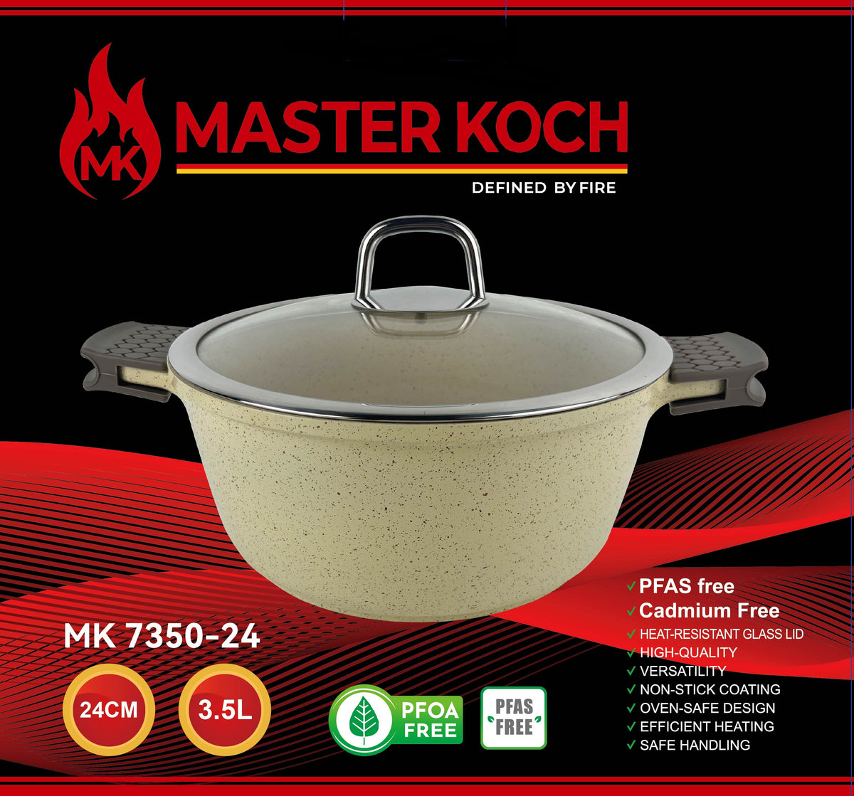 MASTER KOCH 7350 BEIGE SET OF CERAMIC CASSEROLE 20/24/26 CM