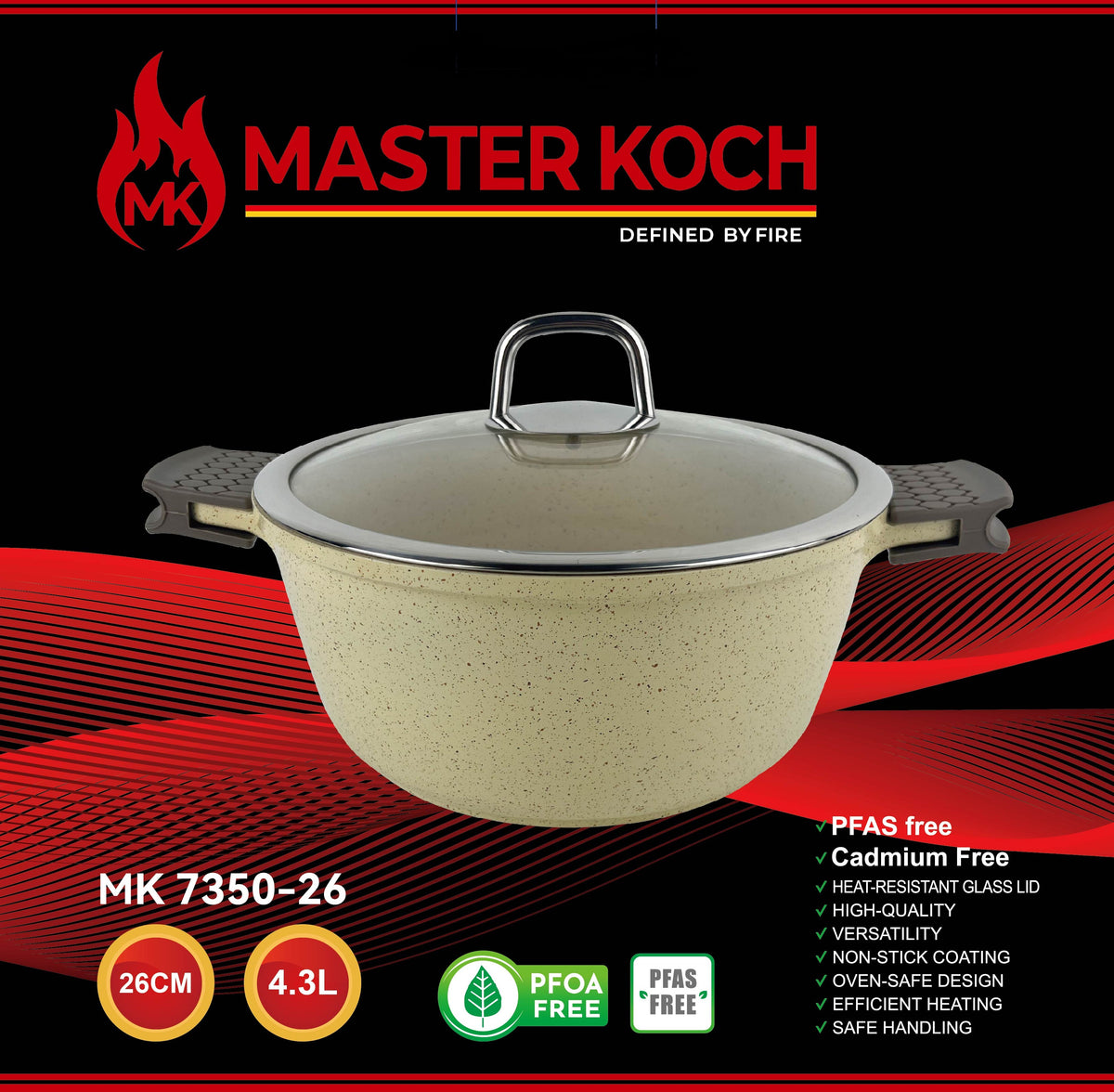 MASTER KOCH 7350 BEIGE SET OF CERAMIC CASSEROLE 20/24/26 CM