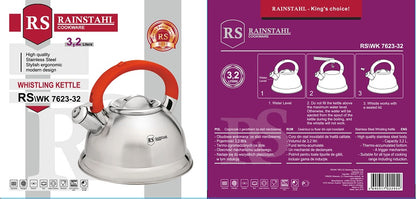 Rainstahl Cookware RS\WK 7623-32 sípolós vízforraló rozsdamentes acélból, 3,2 literes
